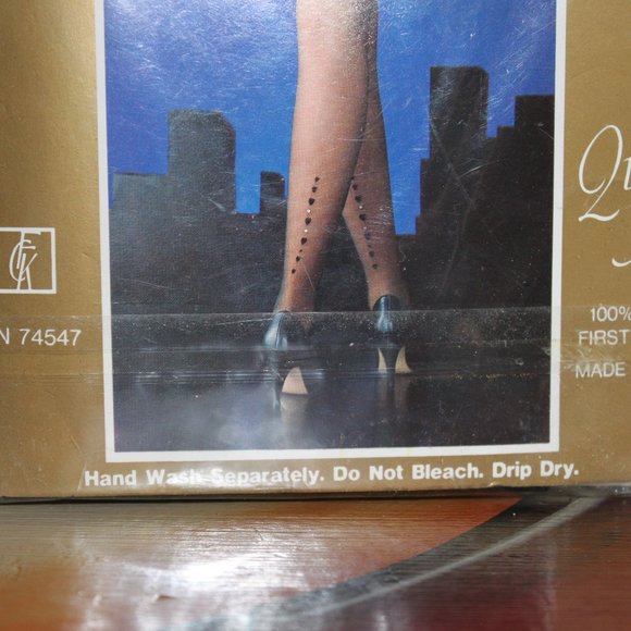 Panty Hose 1980's vintage black Rhinestone Sox Land up to 250 pounds sexy retro - Picture 2 of 6